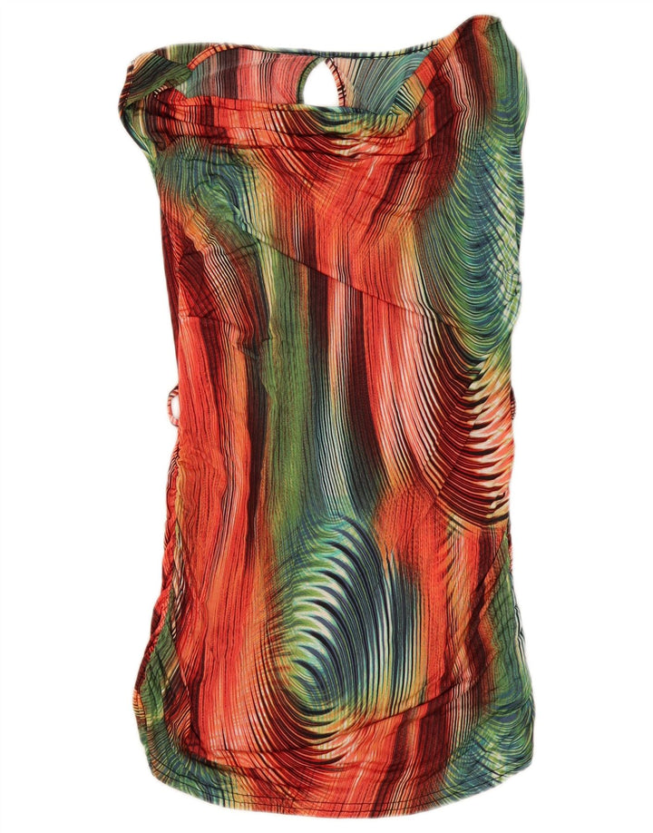 Vestido feminino vintage com padrão abstrato básico Reino Unido 8 pequeno multicolorido