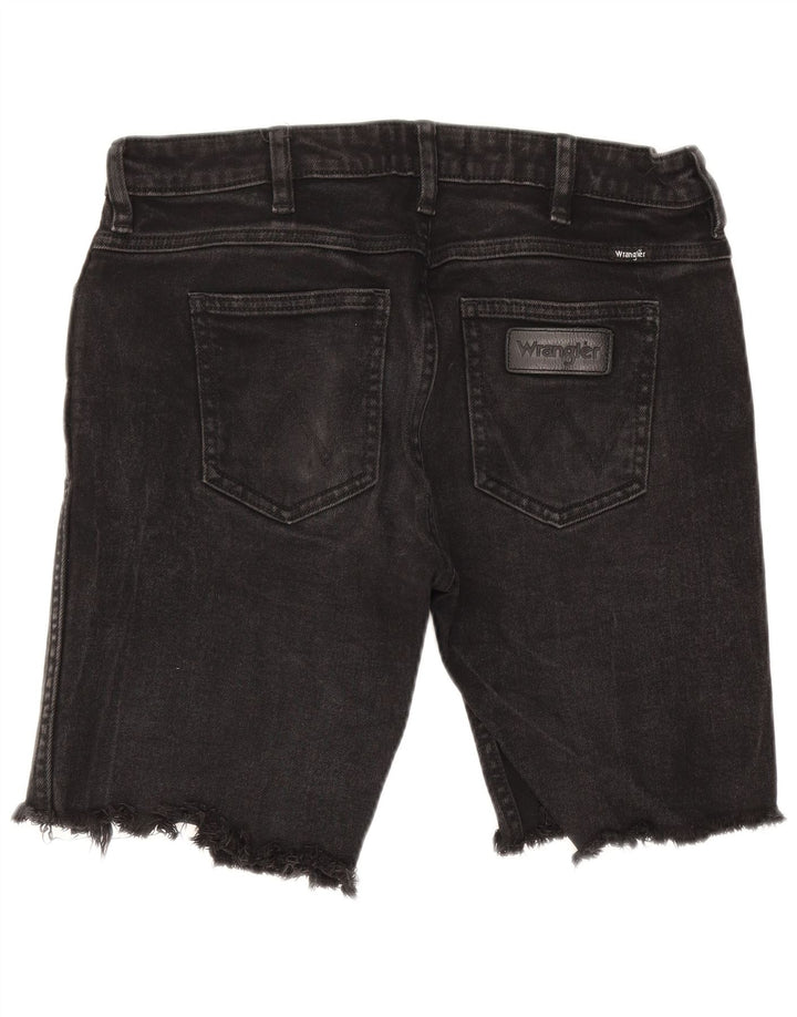 Shorts jeans feminino Wrangler desgastado W30 algodão preto médio