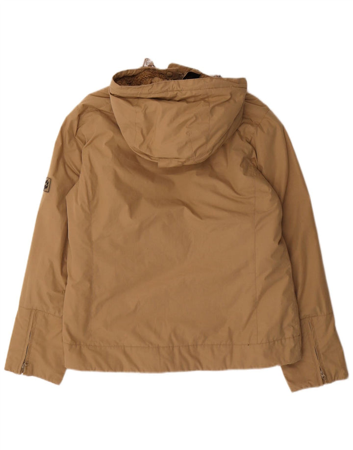 Jaqueta corta-vento feminina com capuz Jack Wolfskin Reino Unido 12 médio bege
