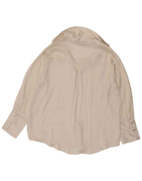Zara blusa feminina oversized UK 14 médio branco