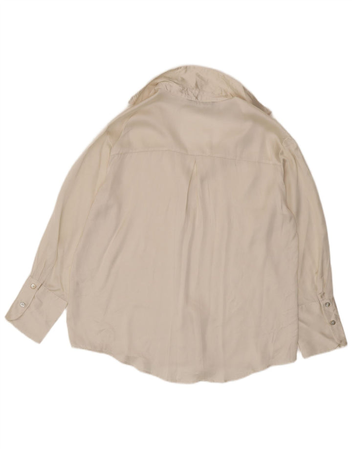 Zara blusa feminina oversized UK 14 médio branco