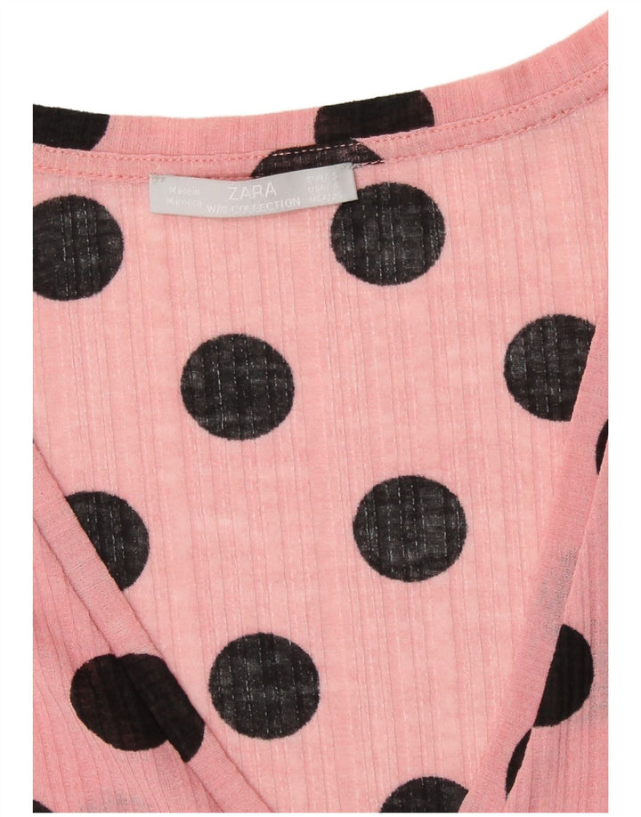 Blusa cropped feminina Zara UK 10 bolinhas rosa pequenas