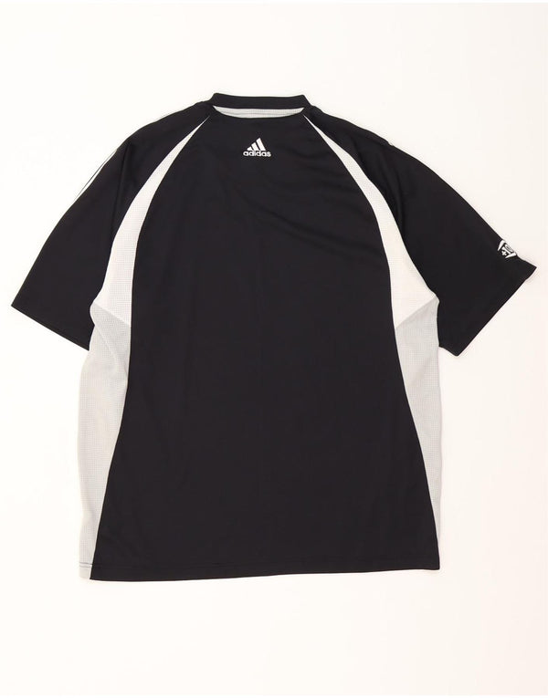 Adidas Mens T-Shirt Top Large Black Colourblock Polyester
