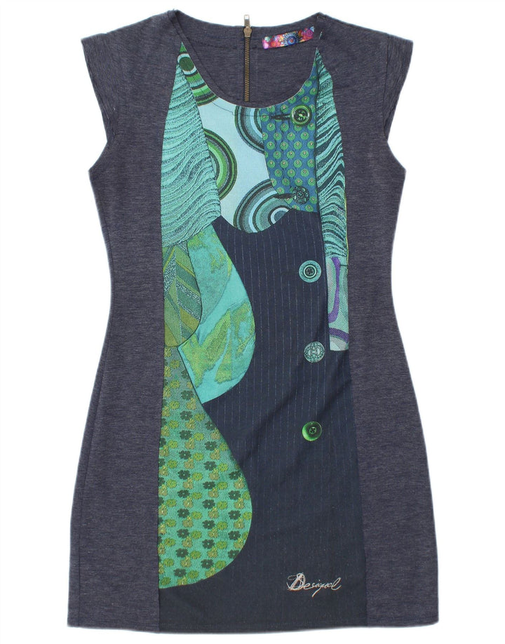 Vestido bainha feminino Desigual Reino Unido 14 azul médio geométrico