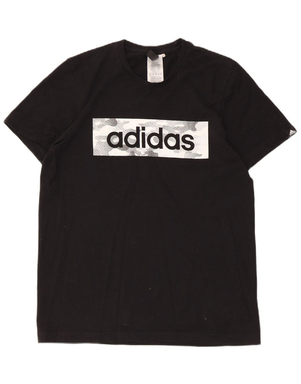 Adidas Mens Graphic T-Shirt Top Pequeno Algodão Preto