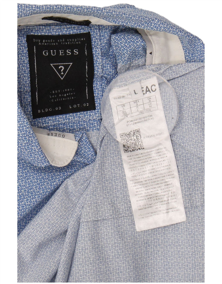 Camisa masculina GUESS UK 40 algodão geométrico azul médio