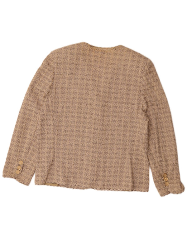 Jaqueta blazer feminina Liola com 3 botões e manga 3/4 Reino Unido 16 grande algodão bege