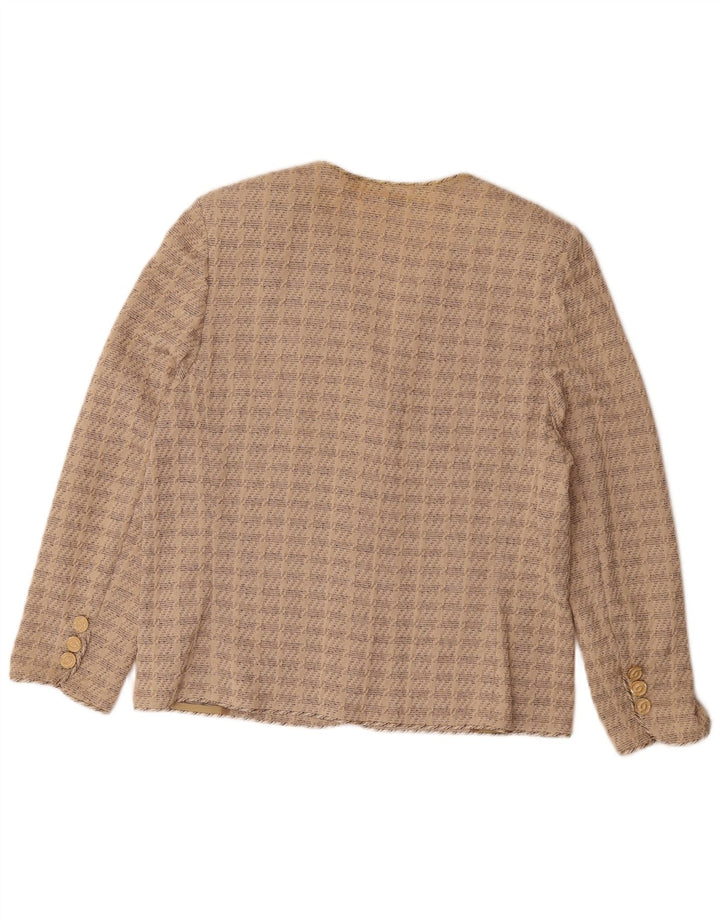 Jaqueta blazer feminina Liola com 3 botões e manga 3/4 Reino Unido 16 grande algodão bege