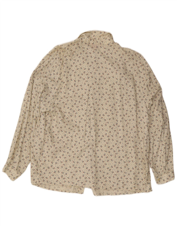 Camisa feminina vintage IT 54 3XL branco floral