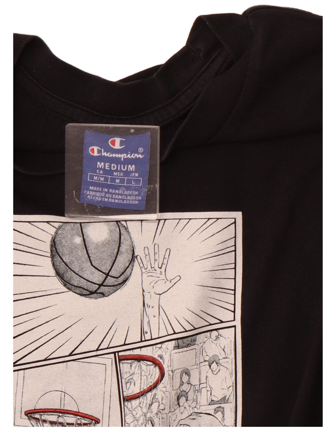 Camiseta masculina gráfica CHAMPION Top médio preto