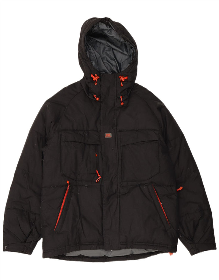 Jaqueta masculina acolchoada com capuz HELLY HANSEN Reino Unido 38 nylon preto médio