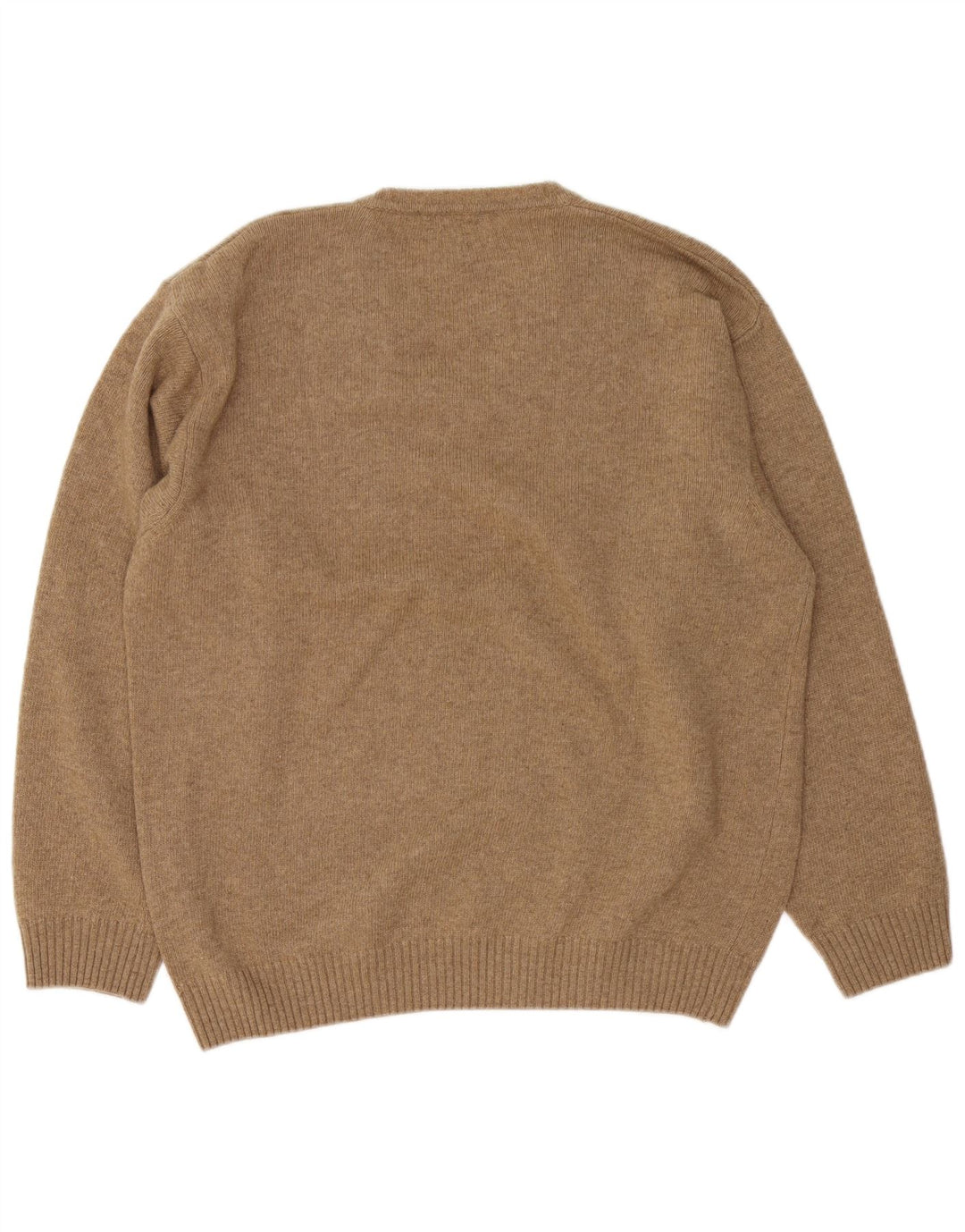 Suéter masculino Sergio Tacchini com decote em V, grande lã marrom