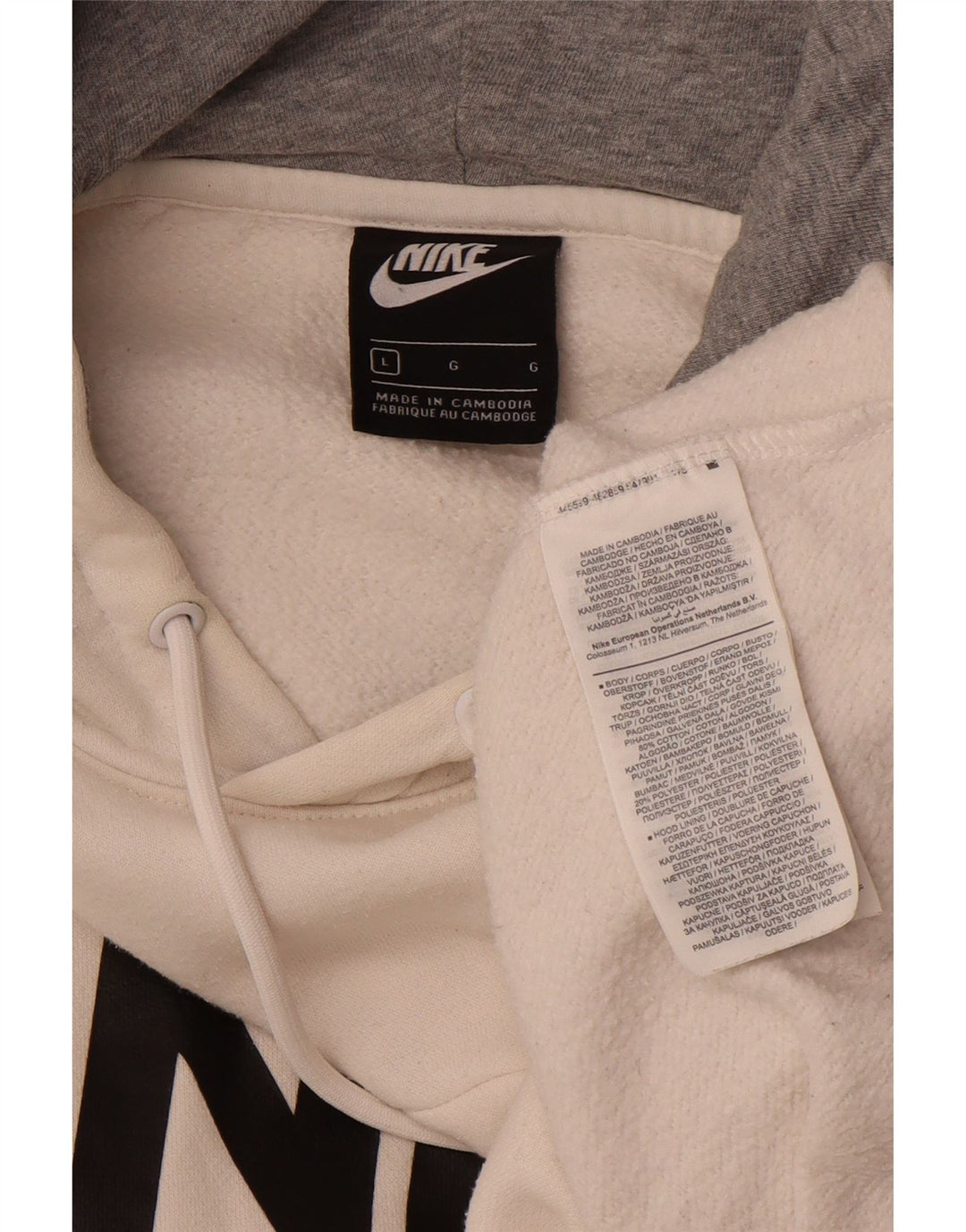 NIKE Mens Graphic Hoodie Jumper Grande Algodão Branco