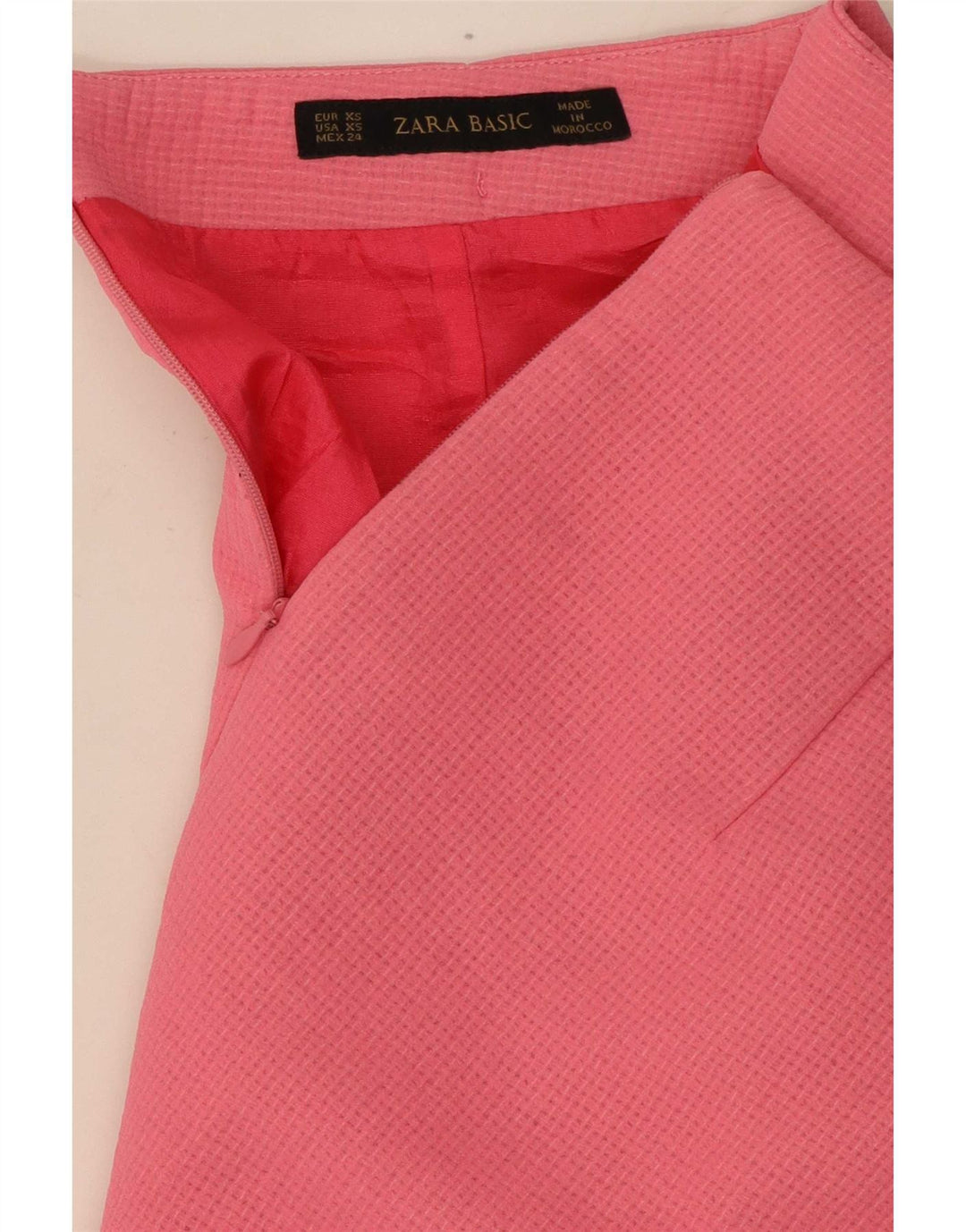 Mini saia feminina Zara XS W24 poliéster rosa