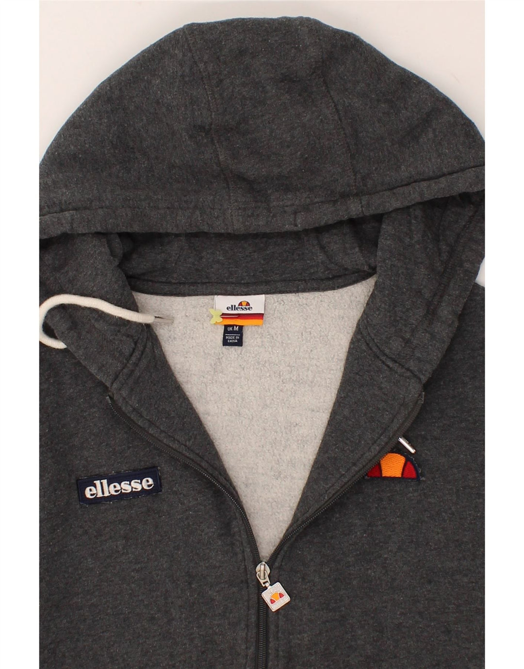ELLESSE Womens Zip Hoodie Sweater UK 14 Medium Grey Vintage Ellesse and Second-Hand Ellesse from Messina Hembry 