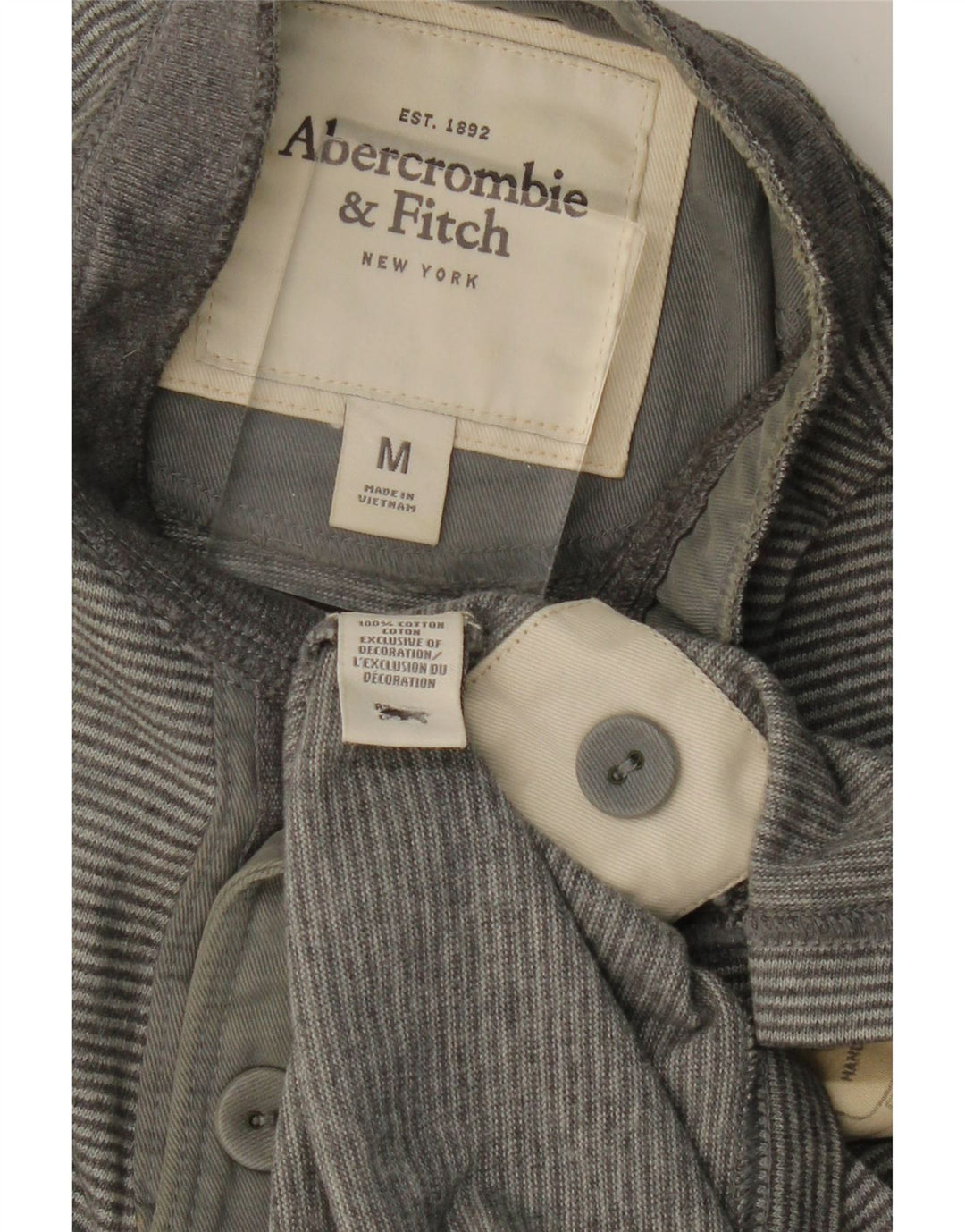 Camisa polo masculina ABERCROMBIE & FITCH algodão listrado cinza médio