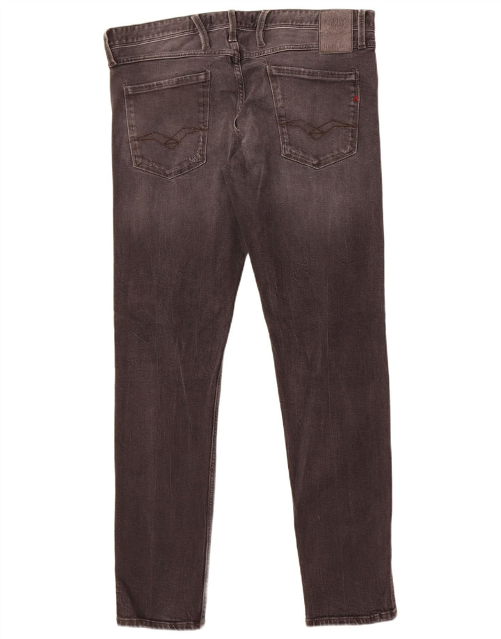 Replay Mens Anbass Slim Jeans W34 L32 Algodão Preto