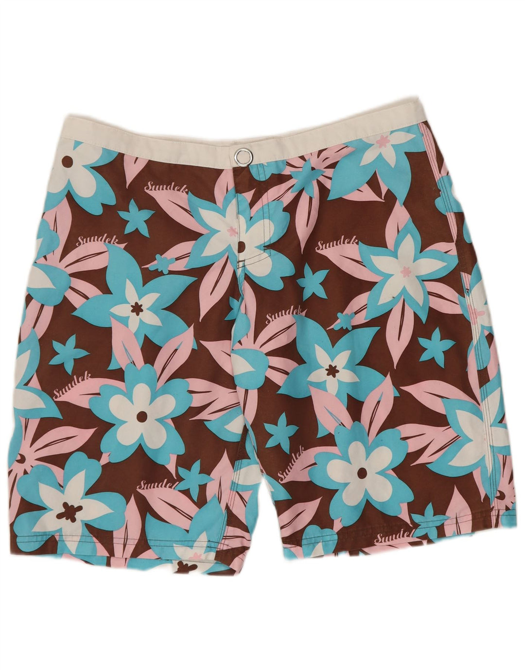 Shorts de natação masculino Sundek poliéster floral marrom médio