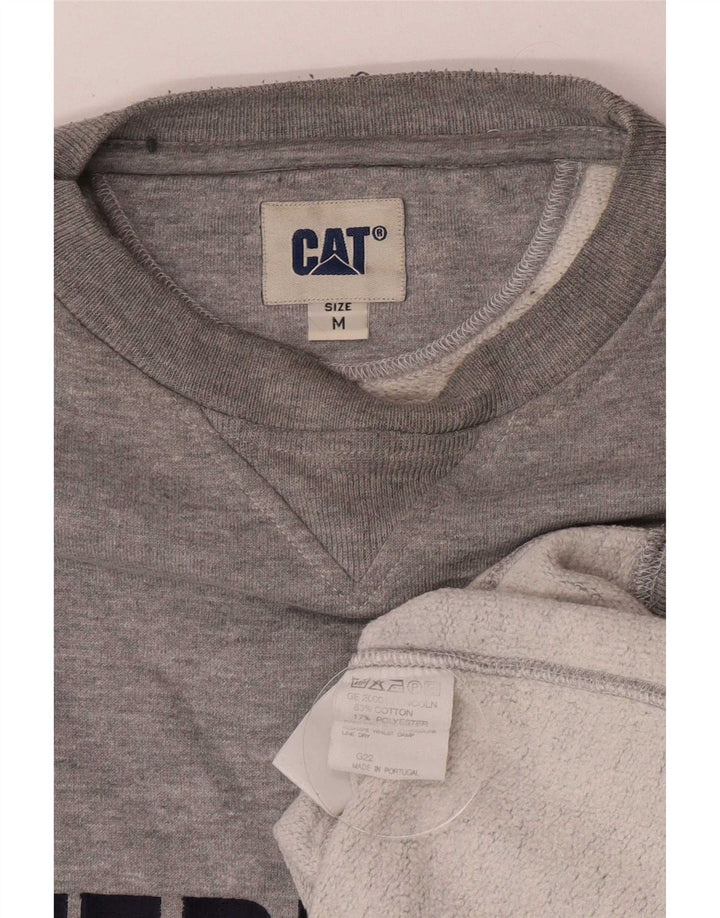 CAT Mens Graphic Loose Fit Moletom Jumper Médio Algodão Cinza