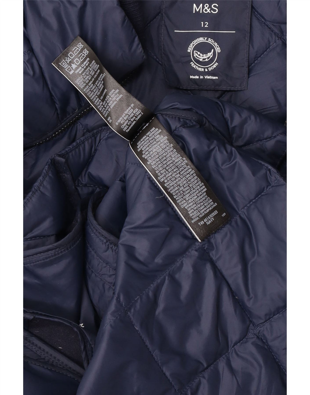 Jaqueta feminina acolchoada acolchoada Marks & Spencer UK 12 azul marinho médio