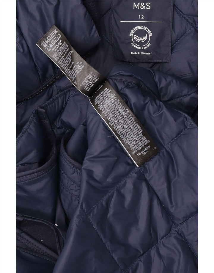 Jaqueta feminina acolchoada acolchoada Marks & Spencer UK 12 azul marinho médio