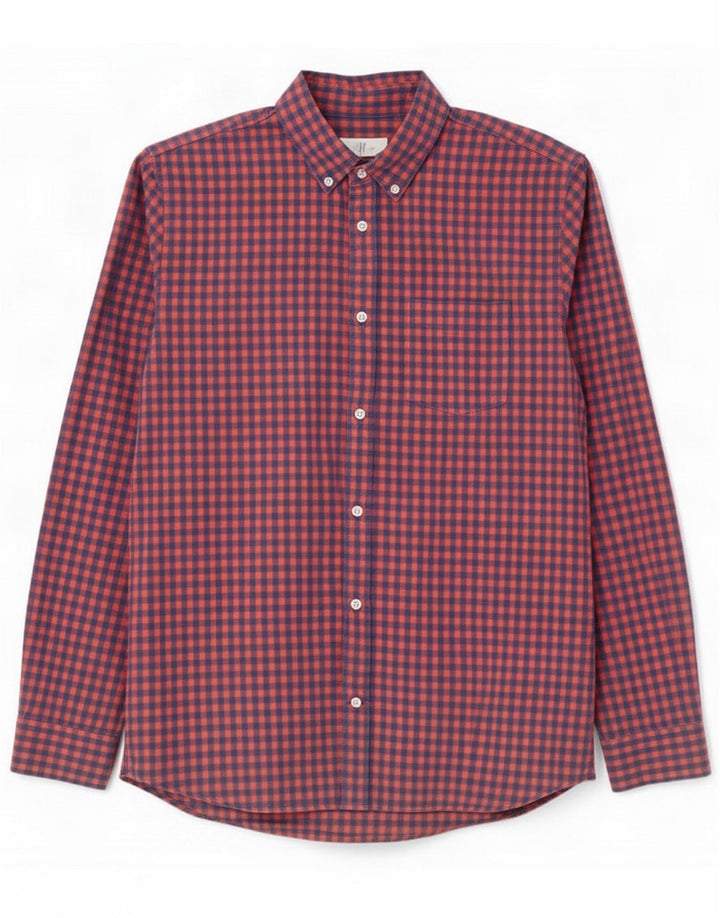Gap Camisa masculina slim fit grande algodão guingão vermelho