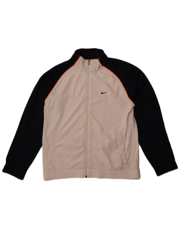 Nike Mens Tracksuit Top Jacket UK 38/40 Médio Branco Colorblock Poliéster