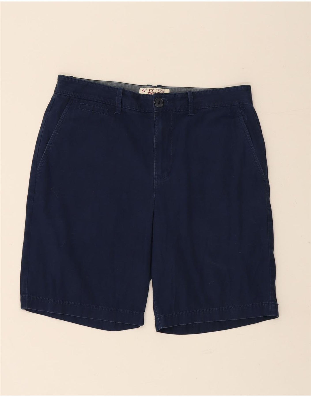 PENGUIN Mens Chino Shorts W32 Médio Algodão Azul Marinho