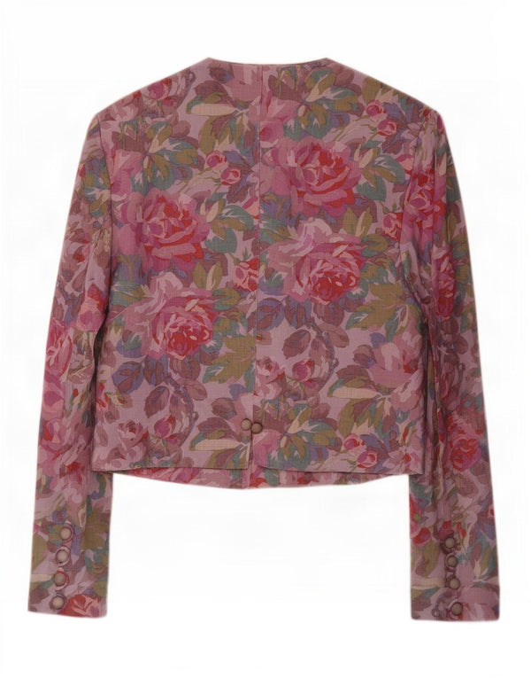 Oui Set Jaqueta Blazer Feminina Reino Unido 10 Pequeno Acetato Floral Roxo