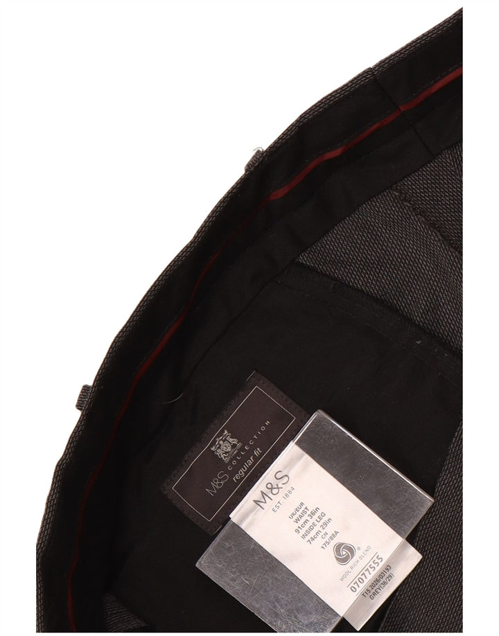 Calça masculina Marks & Spencer reta regular fit W36 L29 lã cinza