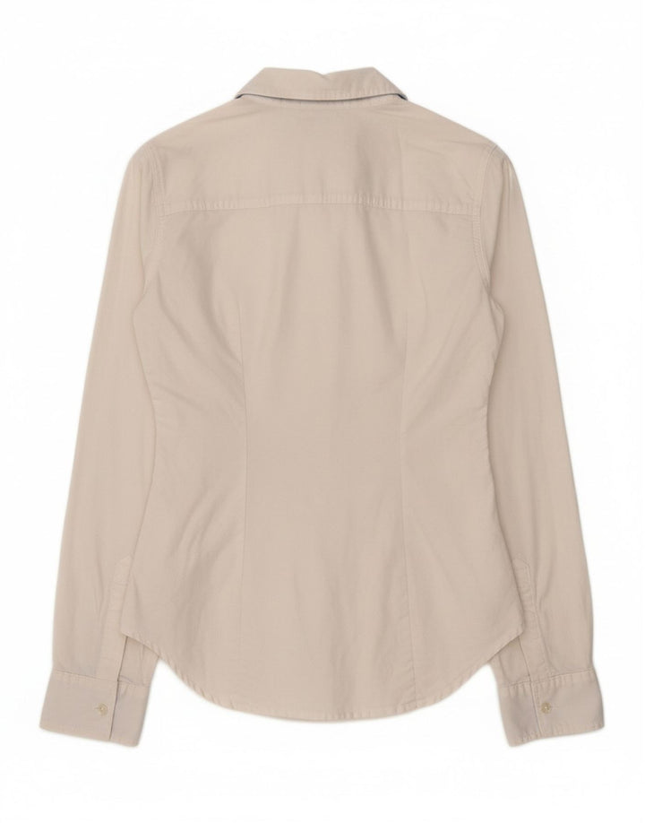 Camisa feminina HOLLISTER UK 10 pequena algodão branco