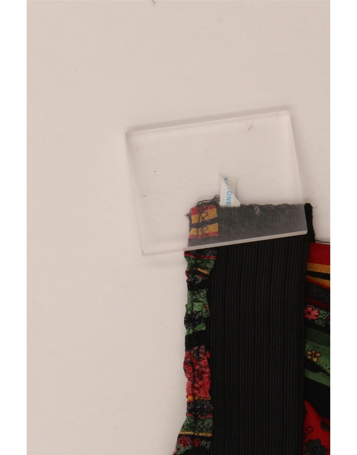 Saia feminina VINTAGE cintura alta evasê W24 XS algodão floral multicolorido