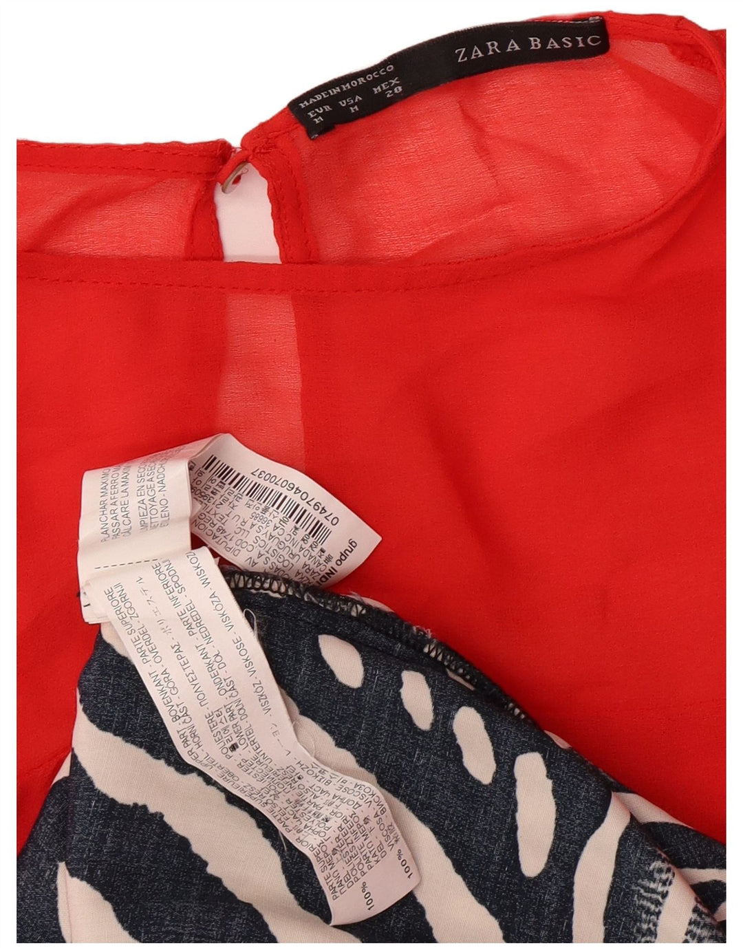 Vestido feminino básico sem mangas Zara UK 12 vermelho médio geométrico moderno