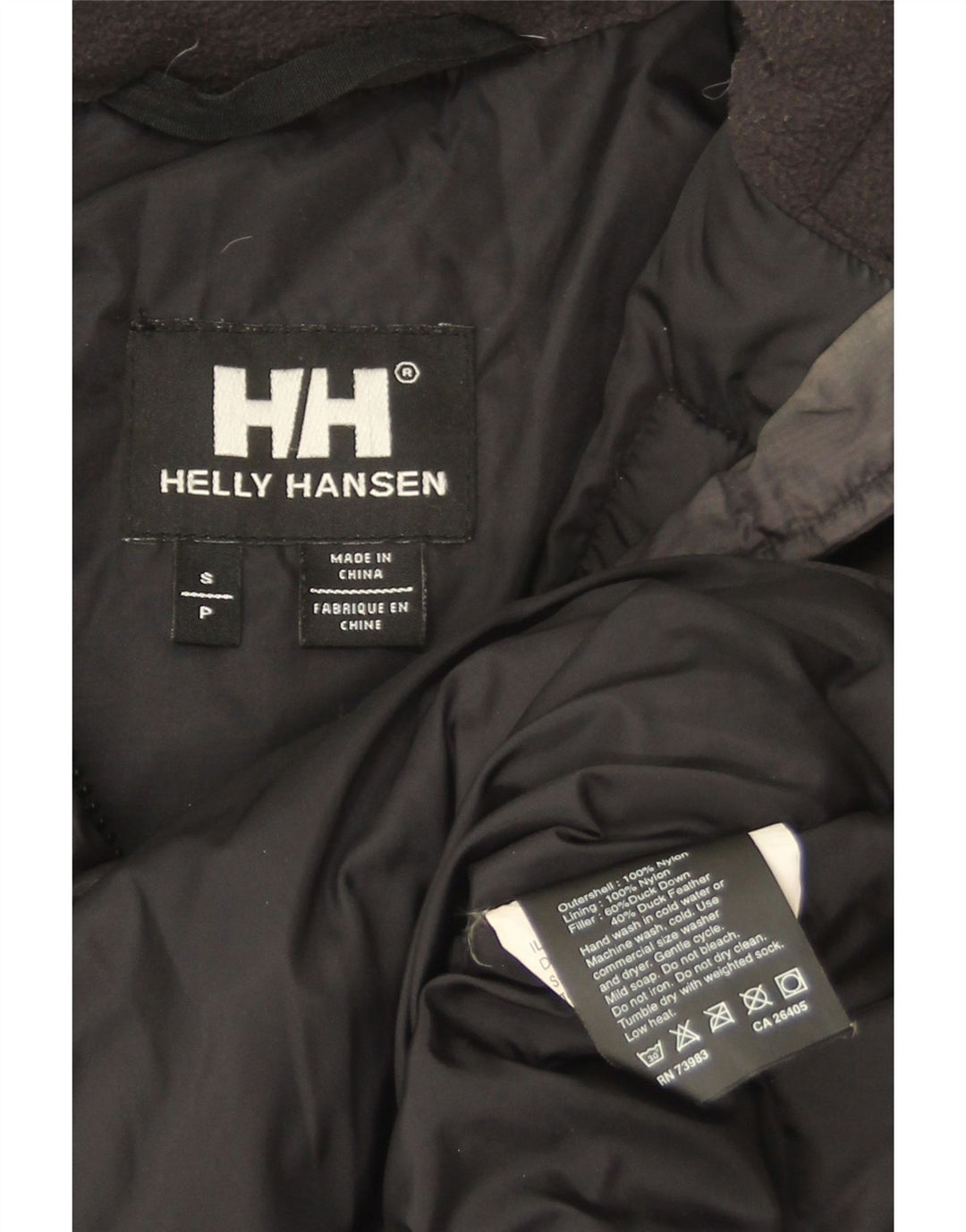 Casaco feminino Helly Hansen com capuz e acolchoado grande Reino Unido 10 pequeno preto nylon