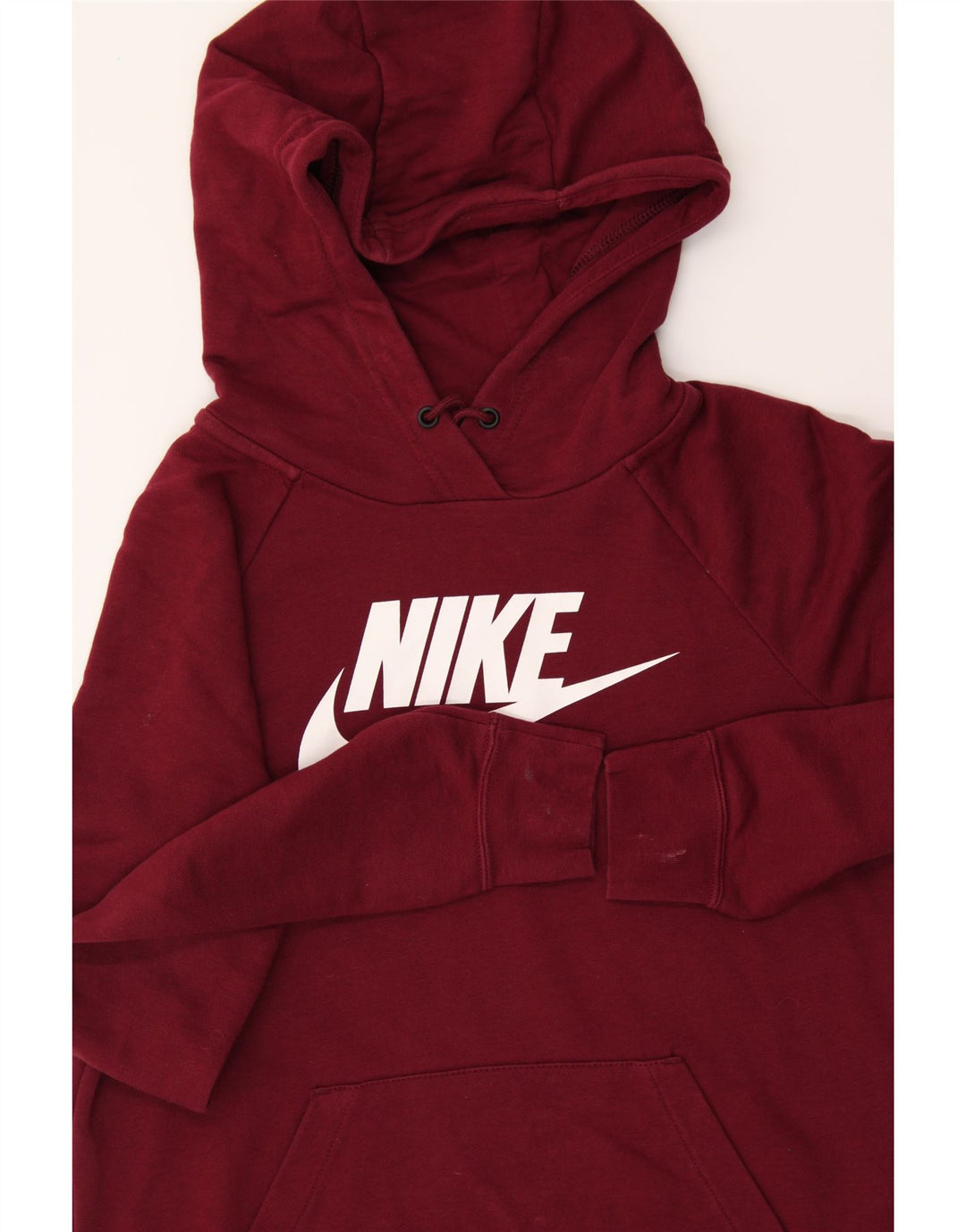 NIKE Womens Oversized Graphic Hoodie Jumper UK 6 XS Burgundy Cotton Vintage Nike and Second-Hand Nike from Messina Hembry 