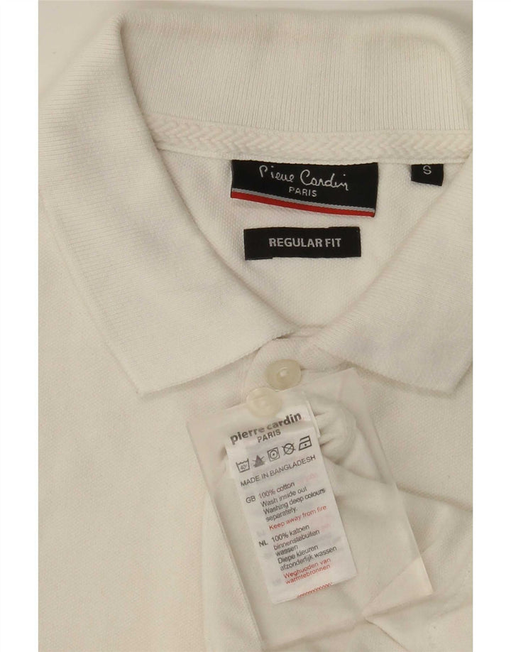 Camisa polo masculina Pierre Cardin Regular Fit pequena de algodão branco