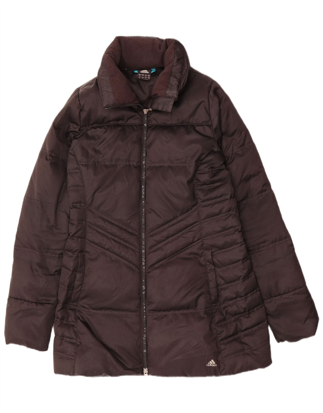 Casaco acolchoado feminino Adidas UK 12 poliéster preto médio