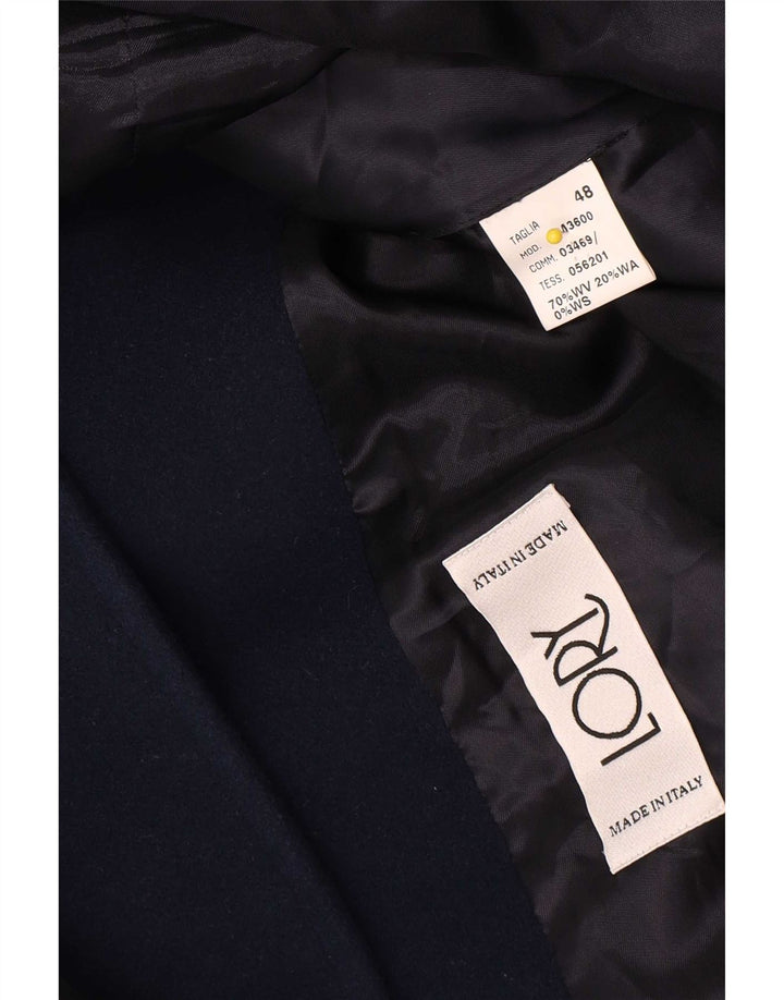 Sobretudo feminino vintage IT 48 XL lã azul marinho