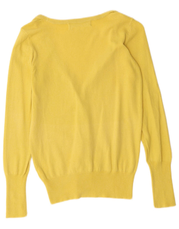Suéter cardigã feminino Zara Reino Unido 10 pequeno algodão amarelo