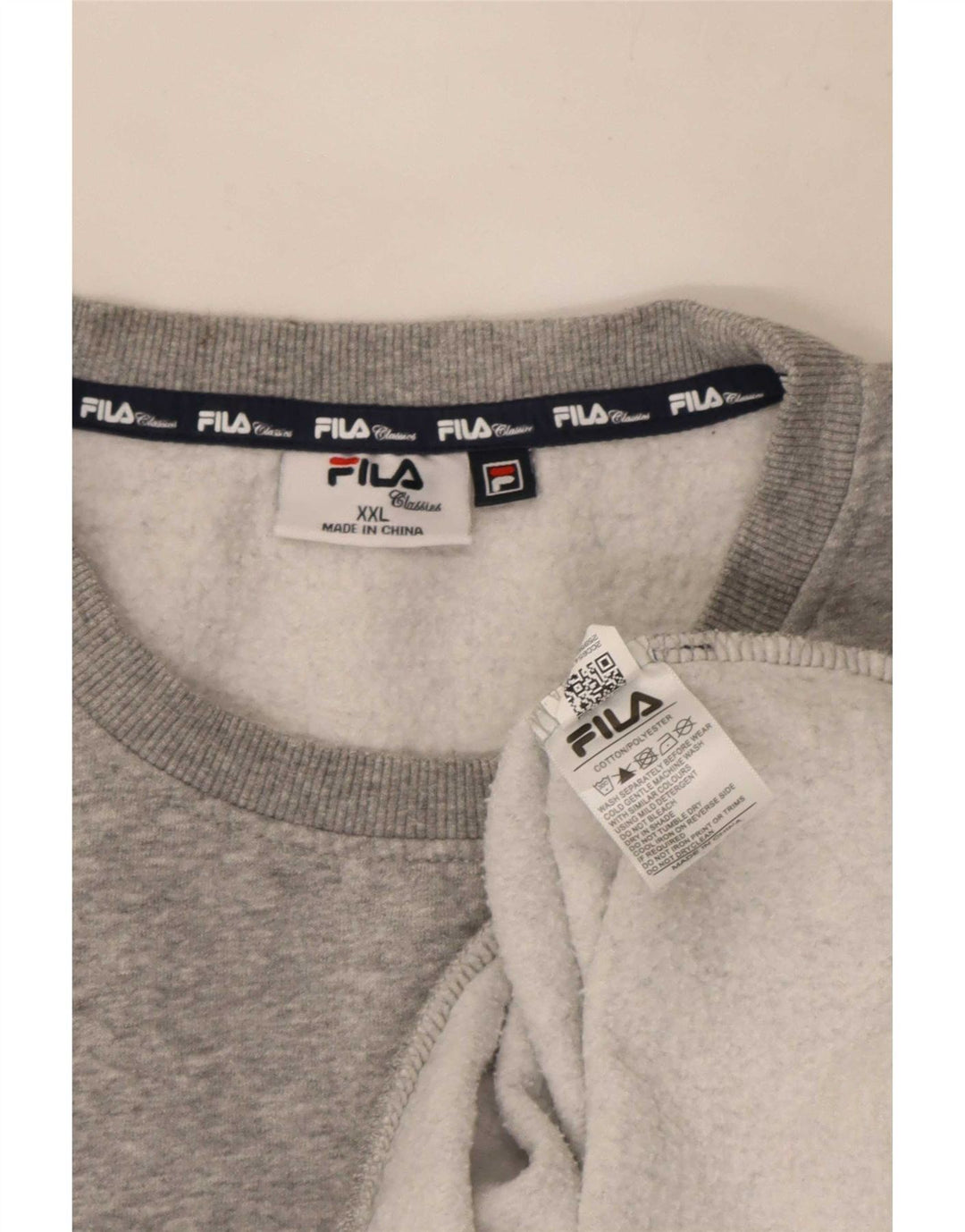 Fila moletom masculino jumper 2XL algodão manchado cinza