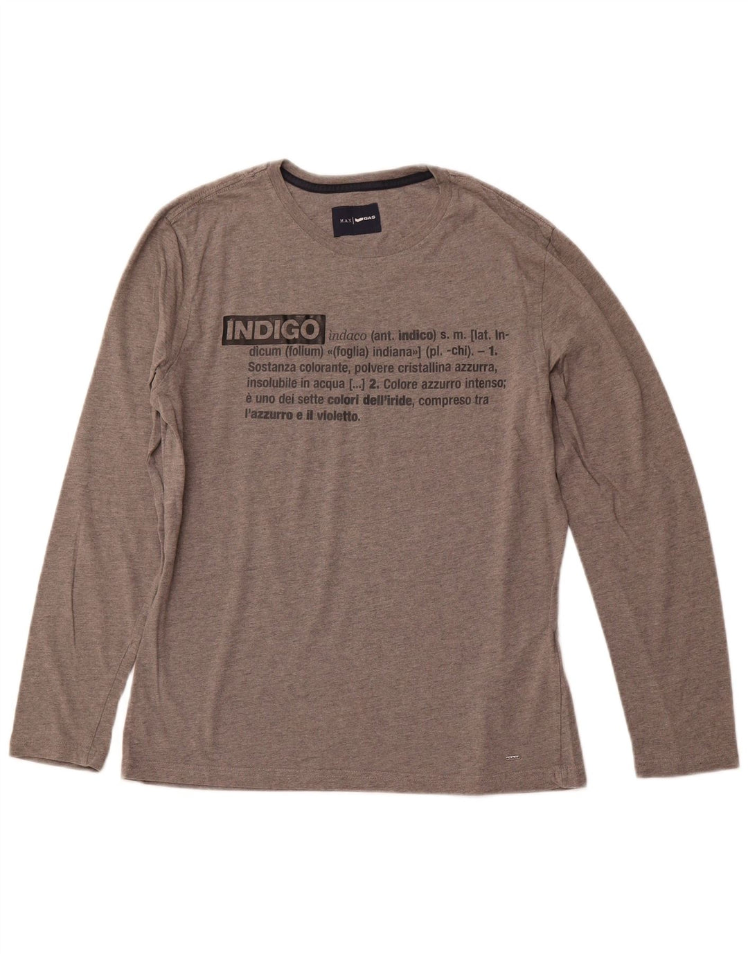 Top gráfico masculino GAS manga comprida grande algodão cinza