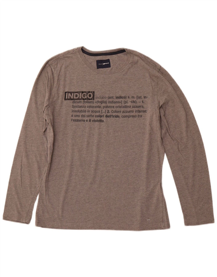 Top gráfico masculino GAS manga comprida grande algodão cinza