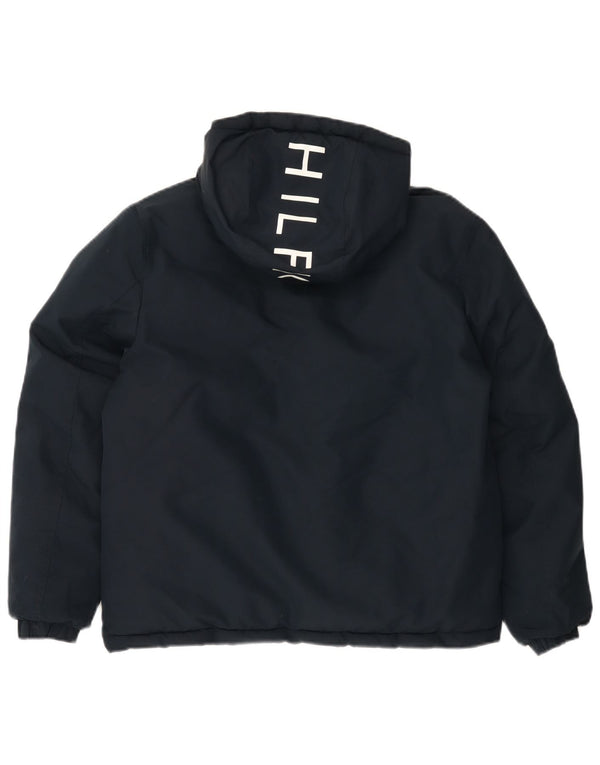 Jaqueta acolchoada com capuz gráfico Tommy Hilfiger para meninas 13-14 anos azul marinho