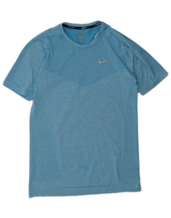 Camiseta masculina Nike Dri Fit Top pequeno poliéster manchado azul
