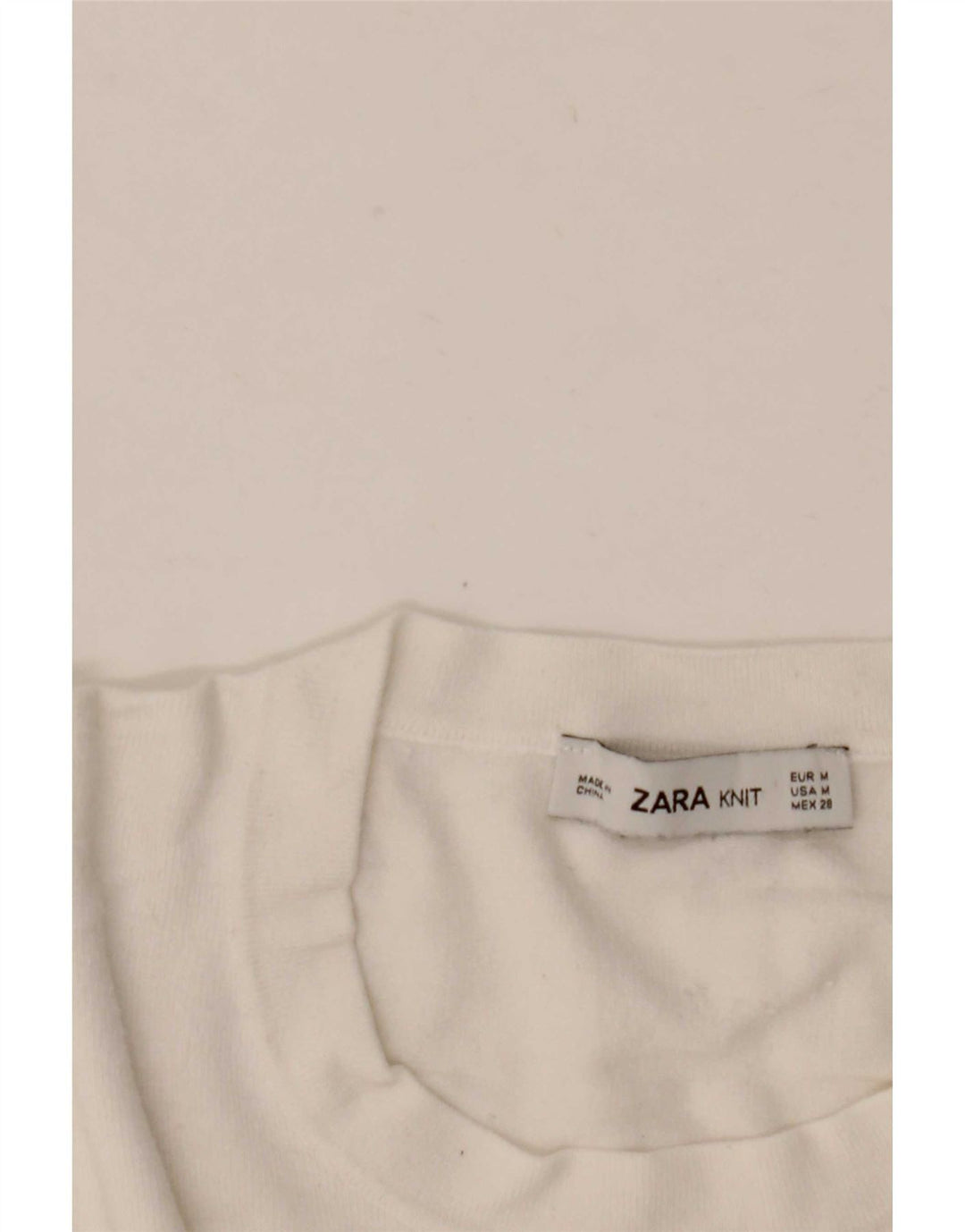 Zara Suéter feminino com gola redonda, Reino Unido 12 Médio Branco