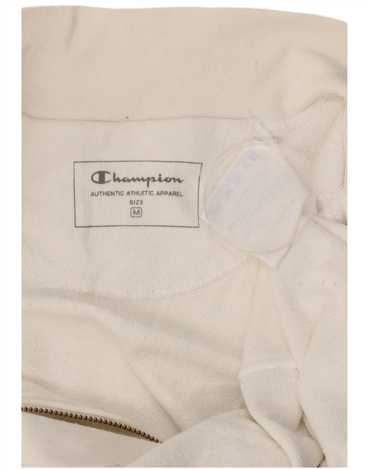 Champion Womens Tracksuit Top Jacket UK 14 Médio Algodão Branco