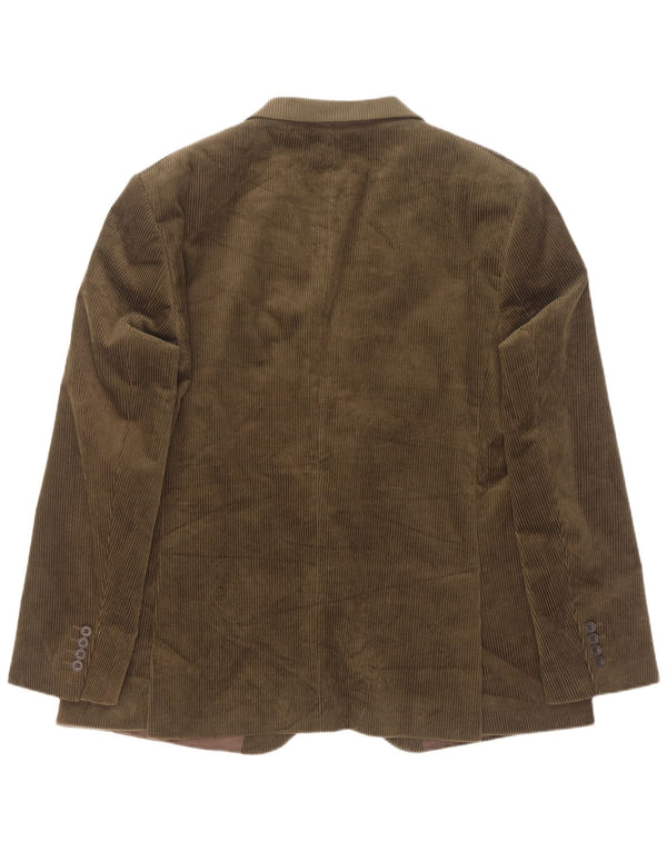 Jaqueta blazer masculina de veludo cotelê Marks & Spencer com 2 botões Reino Unido 40 grande cáqui