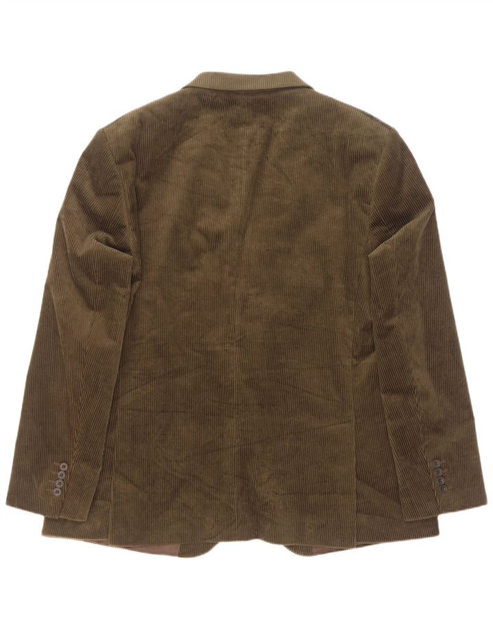 Jaqueta blazer masculina de veludo cotelê Marks & Spencer com 2 botões Reino Unido 40 grande cáqui