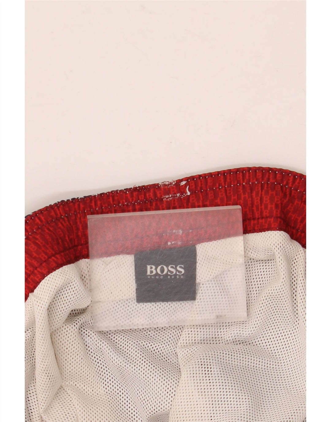 Shorts de natação masculino Hugo Boss gráfico médio azul marinho poliéster geométrico