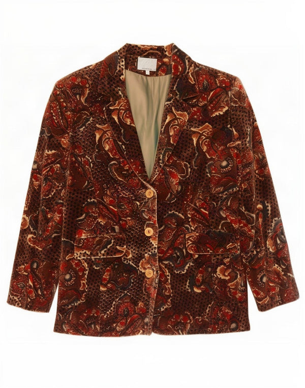 Jaqueta blazer feminina vintage de veludo com 3 botões IT 50 XL marrom Paisley